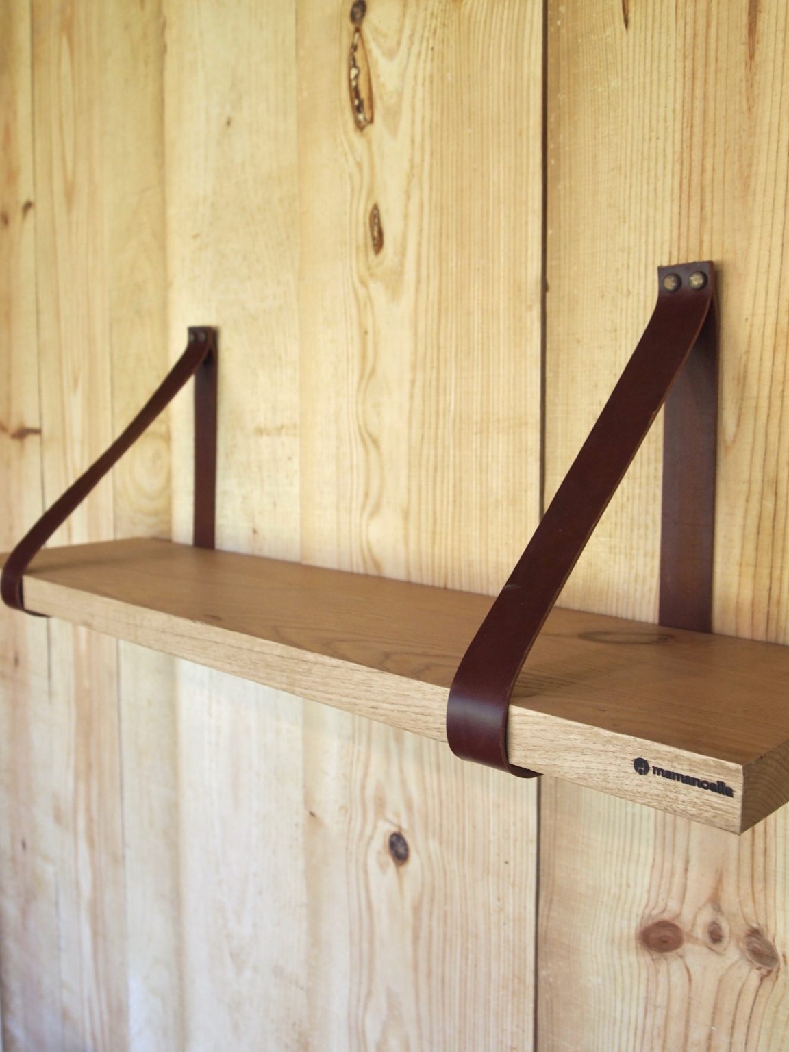 Estante de madera de castaño y tiras de cuero - Mamanoalla